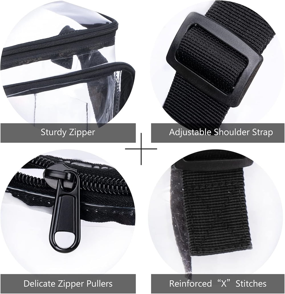 Tutuviw Clear Lunch Bags for Correctional Officers Plastic Transparent Lunch Tote Stadium Bags with Adjustable Strap and Front Zipper Pocket See Through Lunch Box for Work Men Women Picnic