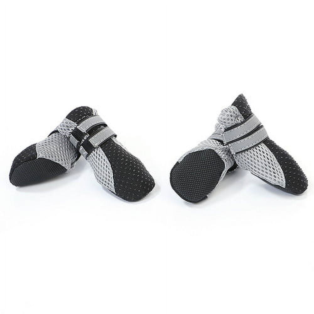SPRING PARK Small Dog Shoes, Slip Resistant 4pcs Dog Puppy Boots Booties Pet Sneakers with Reflective Fastener Tape for Small Medium Dogs, Protect Paws Easy to Wear Daily Use S Black