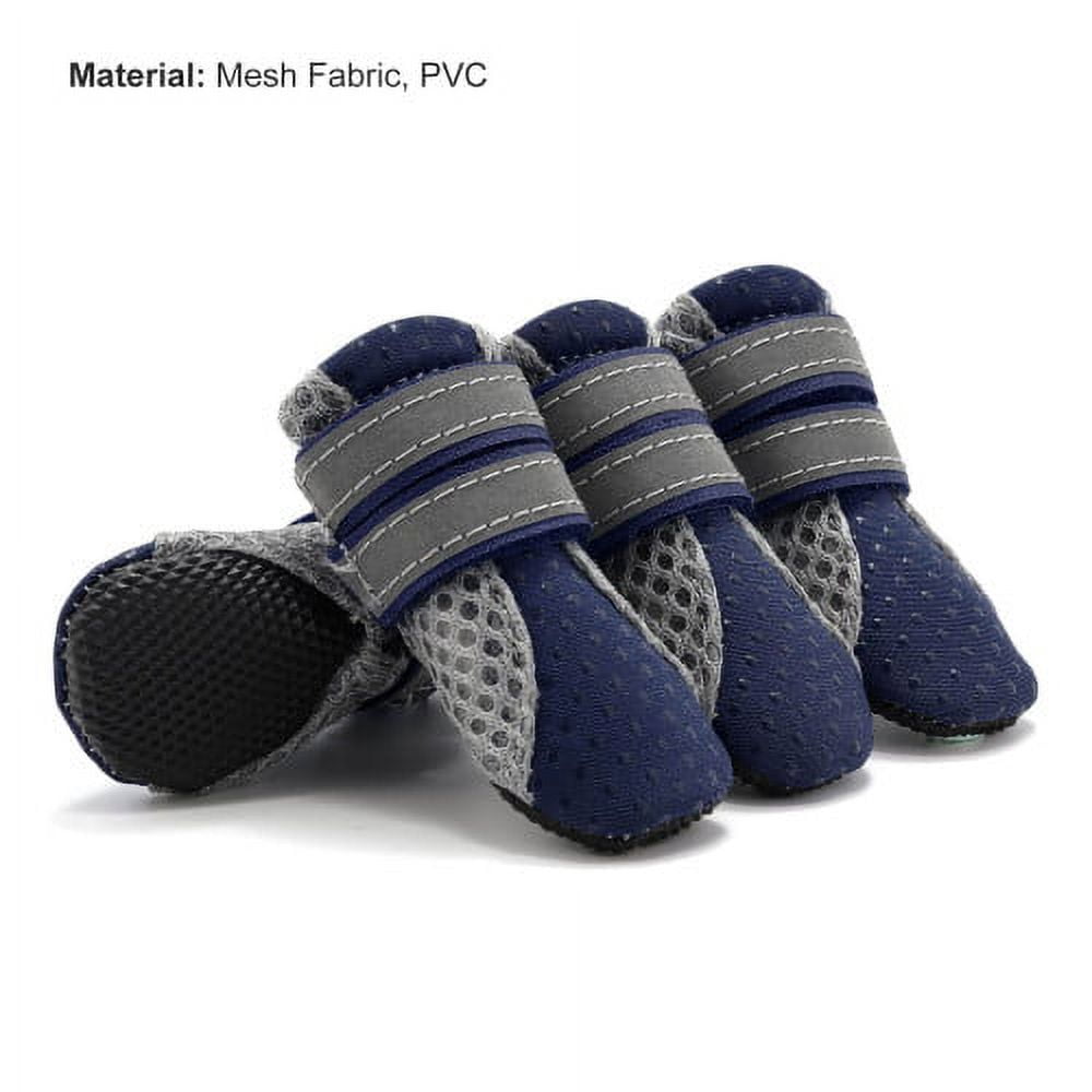 SPRING PARK Small Dog Shoes, Slip Resistant 4pcs Dog Puppy Boots Booties Pet Sneakers with Reflective Fastener Tape for Small Medium Dogs, Protect Paws Easy to Wear Daily Use S Blue