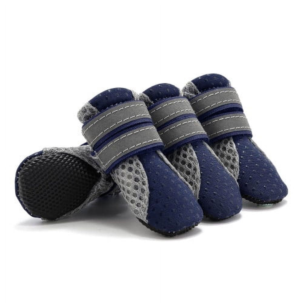 SPRING PARK Small Dog Shoes, Slip Resistant 4pcs Dog Puppy Boots Booties Pet Sneakers with Reflective Fastener Tape for Small Medium Dogs, Protect Paws Easy to Wear Daily Use M Blue