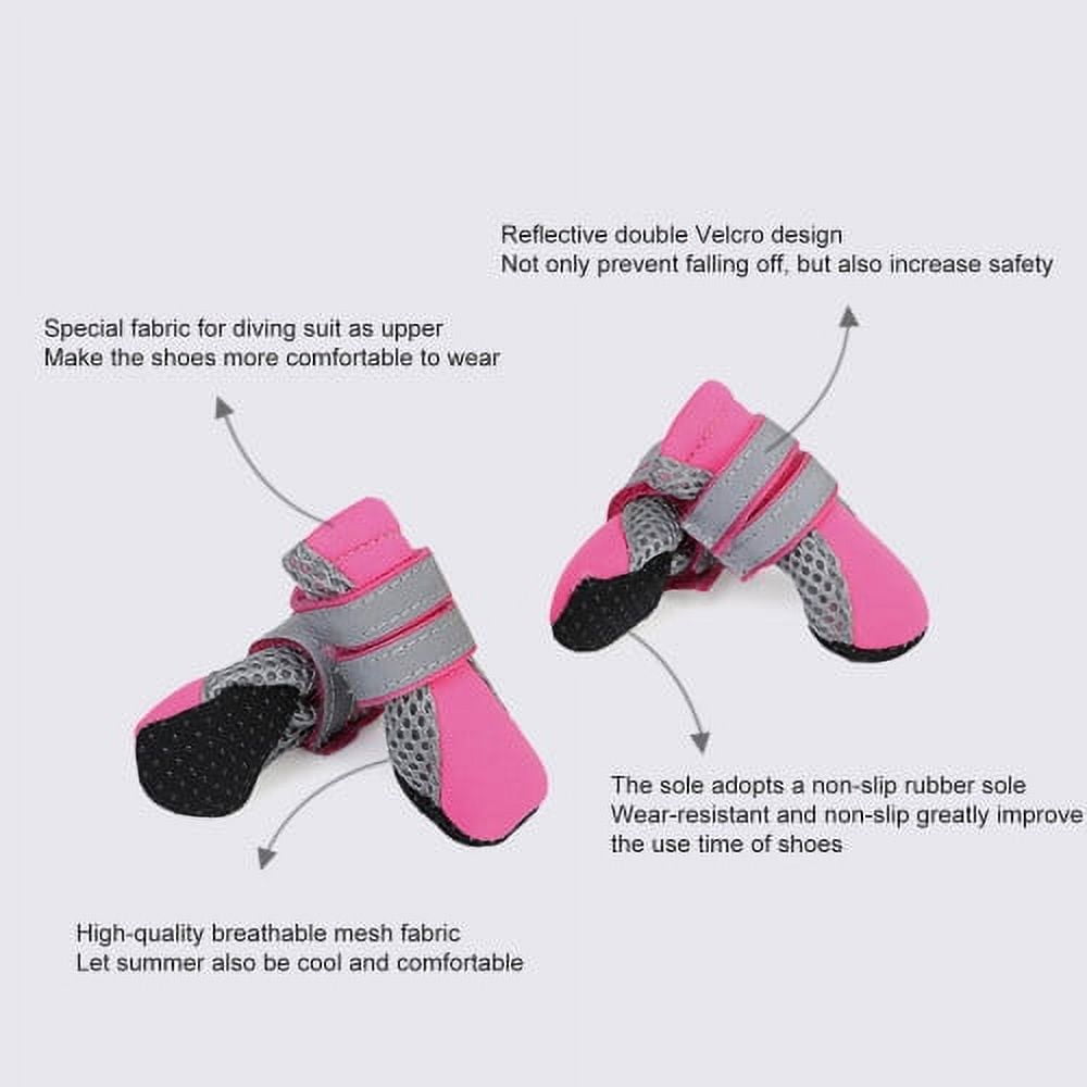 SPRING PARK Small Dog Shoes, Slip Resistant 4pcs Dog Puppy Boots Booties Pet Sneakers with Reflective Fastener Tape for Small Medium Dogs, Protect Paws Easy to Wear Daily Use S Pink