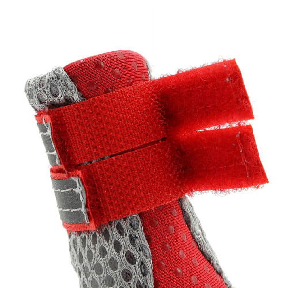 SPRING PARK Small Dog Shoes, Slip Resistant 4pcs Dog Puppy Boots Booties Pet Sneakers with Reflective Fastener Tape for Small Medium Dogs, Protect Paws Easy to Wear Daily Use L Red