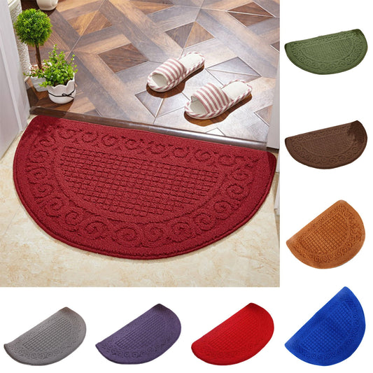 sunsanly Doormat Semi-Circle Shape Anti-slip Absorbs Moisture And Dirt Wear-resistant Indoor Entrance Door Mat Living Room Kitchen Bathroom Entryway Carpet 1pc Grey