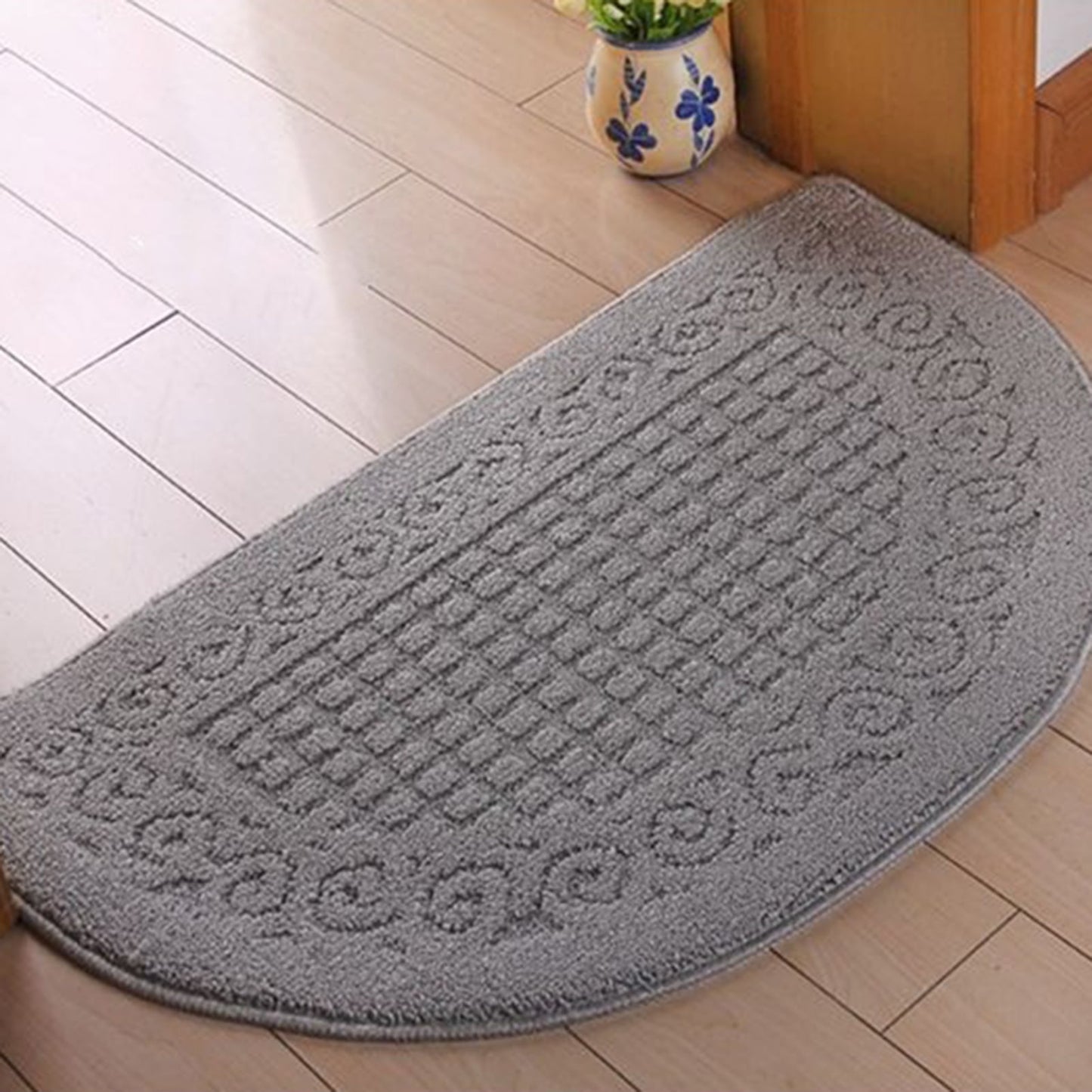 sunsanly Doormat Semi-Circle Shape Anti-slip Absorbs Moisture And Dirt Wear-resistant Indoor Entrance Door Mat Living Room Kitchen Bathroom Entryway Carpet 1pc Purple