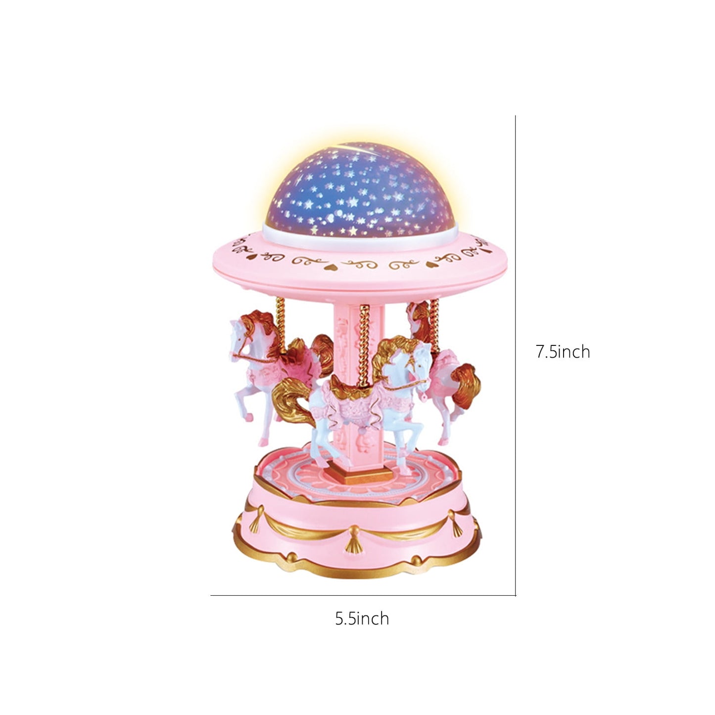 Holiday Toy List Tarmeek Carousel Music Box For Girls Creative Star Projection Lantern Carousel Music Box Music Box Girl Holiday Gift Christmas Gifts 19x14x14cm(7.5x5.5x5.5in). Pink