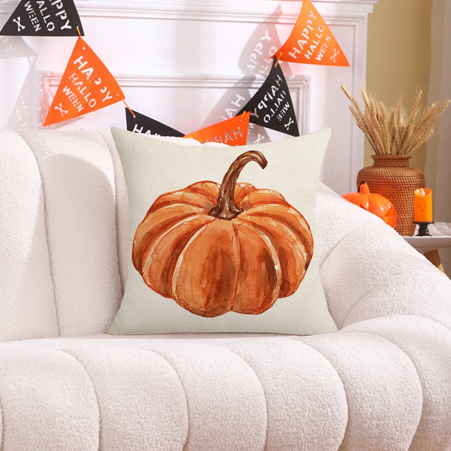 Darzheoy Fall Pillow Covers 18 x 18 inch Pumpkin Maple leaves Throw Pillow Covers Outdoor Autumn Thanksgiving Harvest Farmhouse Pillowcase Cushion Case for Home Sofa Fall Decor A