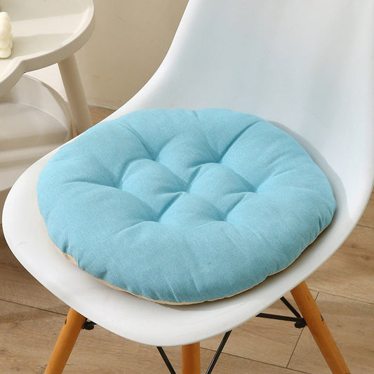 AYktou Seat Cushion 19.7*19.7in Thickened Large Size Chair Cushions Candy Color Round Soft Office Chair Cushion Breathable Linen Meditation Floor Pillow for Tatami Living Room Car Dorm Desk Chair 15.7" x 15.7" Blue