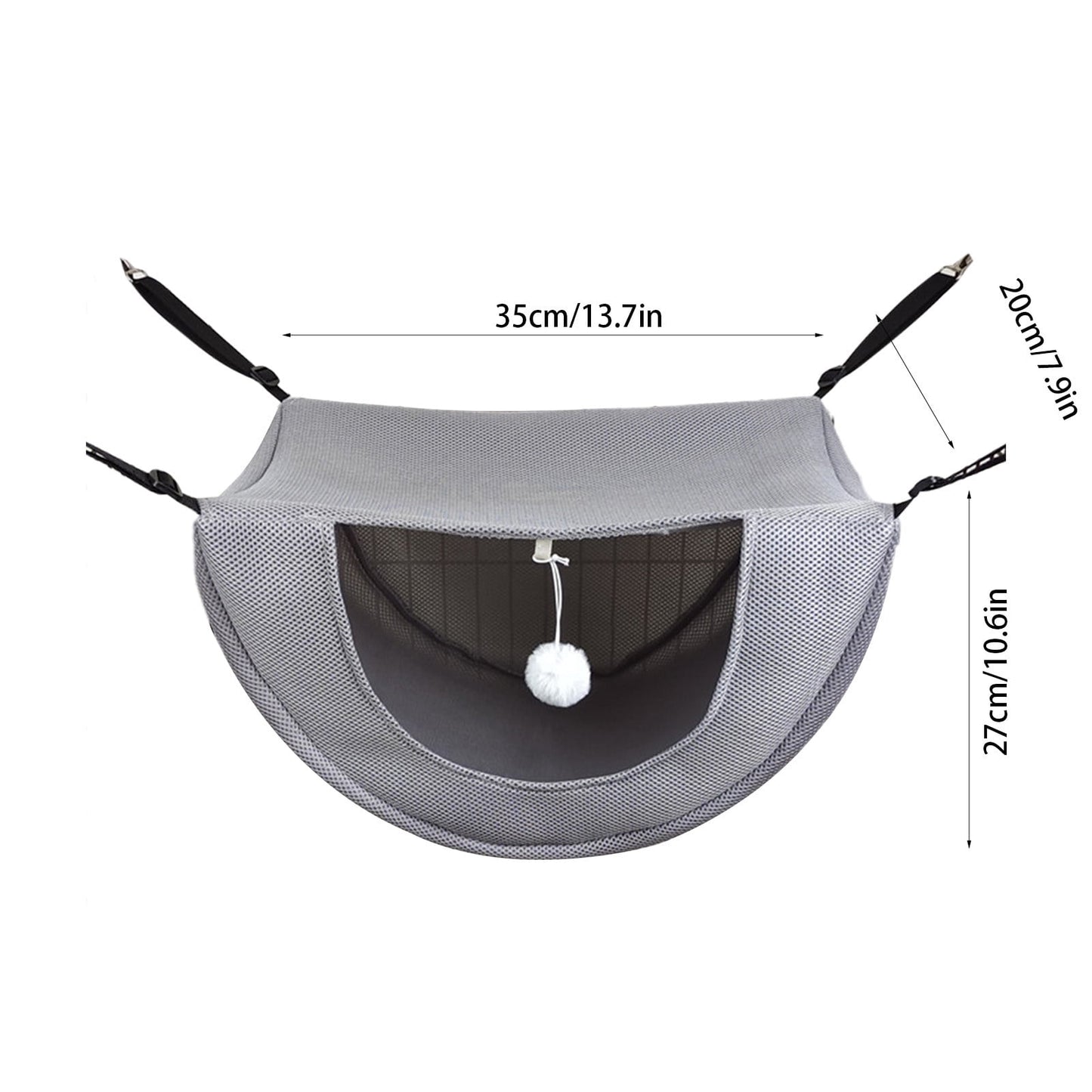 Darzheoy Cat Cage Hammock, Hanging Soft Pet Bed, Summer Breathable Pet Cage Hammock with Adjustable Straps, for Indoor Kitten Puppy Rabbit or Small Pet Gray