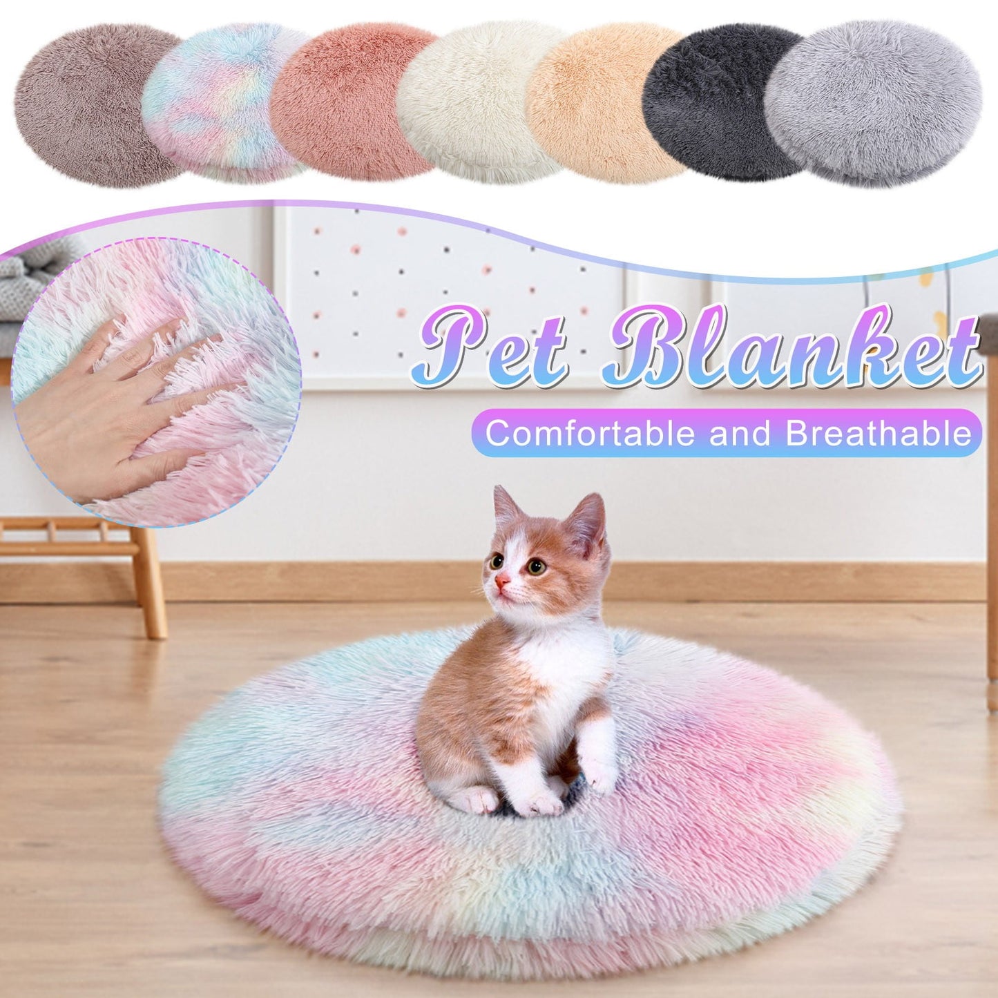 Darzheoy 16 inch Plush Dog Bed Mat Warm Fluffy Round Puppy Crate Pad with Anti-Slip Waterproof Bottom Soft Comfy Pet Kennel Mat for Small and Medium Dogs Gray