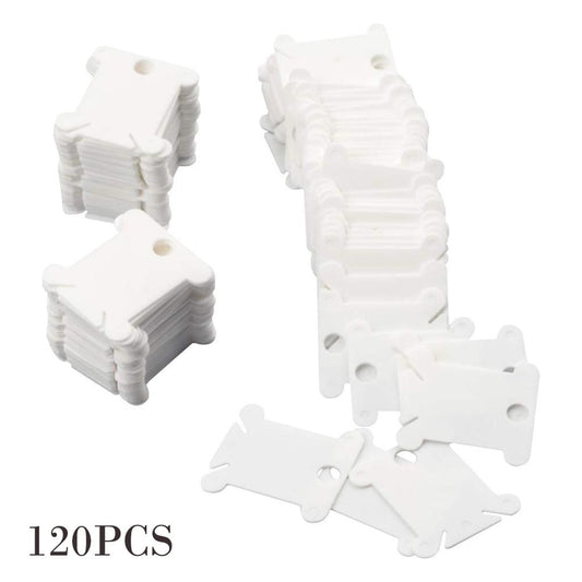 Chmadoxn Embroidery Floss Bobbins, Sewing Thread Winding Plate Board,50 pc Embroidery Floss Organizer, Plastic Embroidery Thread Cards for Cross Stitch Thread Holder Sewing Storage 120 pc White