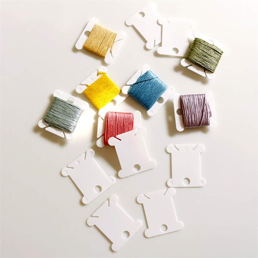 Chmadoxn Embroidery Floss Bobbins, Sewing Thread Winding Plate Board,50 pc Embroidery Floss Organizer, Plastic Embroidery Thread Cards for Cross Stitch Thread Holder Sewing Storage 120 pc White