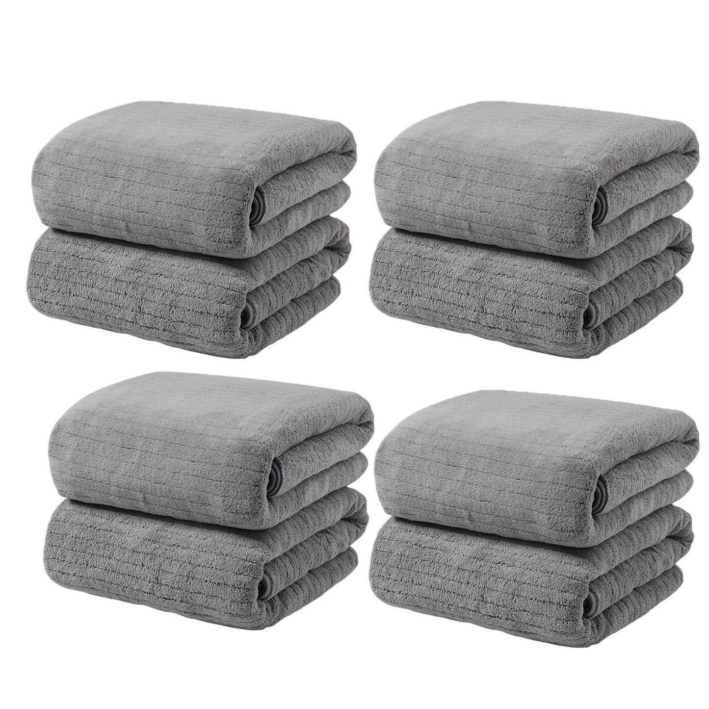 Chmadoxn Microfiber Hair Towel Wrap - Quick Dry Curly Hair Wraps for Women Wet Hair, Microfiber Towel for Hair, Hair Drying Towel Wrap, Hair Towels for Women, Hair Turban for Wet Hair (29 ×14 Inch) 4 pc Gray