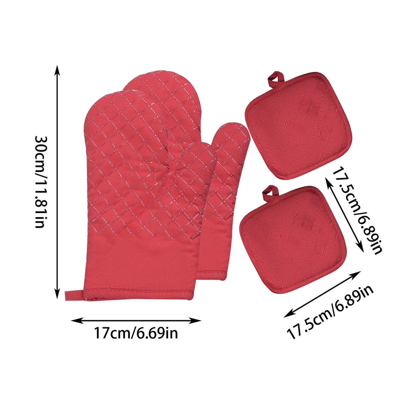 Chmadoxn 4 Pcs Oven Mitts and Pot Holders, Oven Glove High Heat Resistant 500 Degree, Long Oven Mitts with Recycled Cotton Infill and Silicone Non-Slip Surface for Baking, Kitchen, Cooking 11.8×6.7 in Black