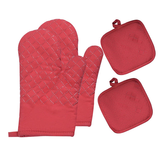 Chmadoxn 4 Pcs Oven Mitts and Pot Holders, Oven Glove High Heat Resistant 500 Degree, Long Oven Mitts with Recycled Cotton Infill and Silicone Non-Slip Surface for Baking, Kitchen, Cooking 11.8×6.7 in Gray