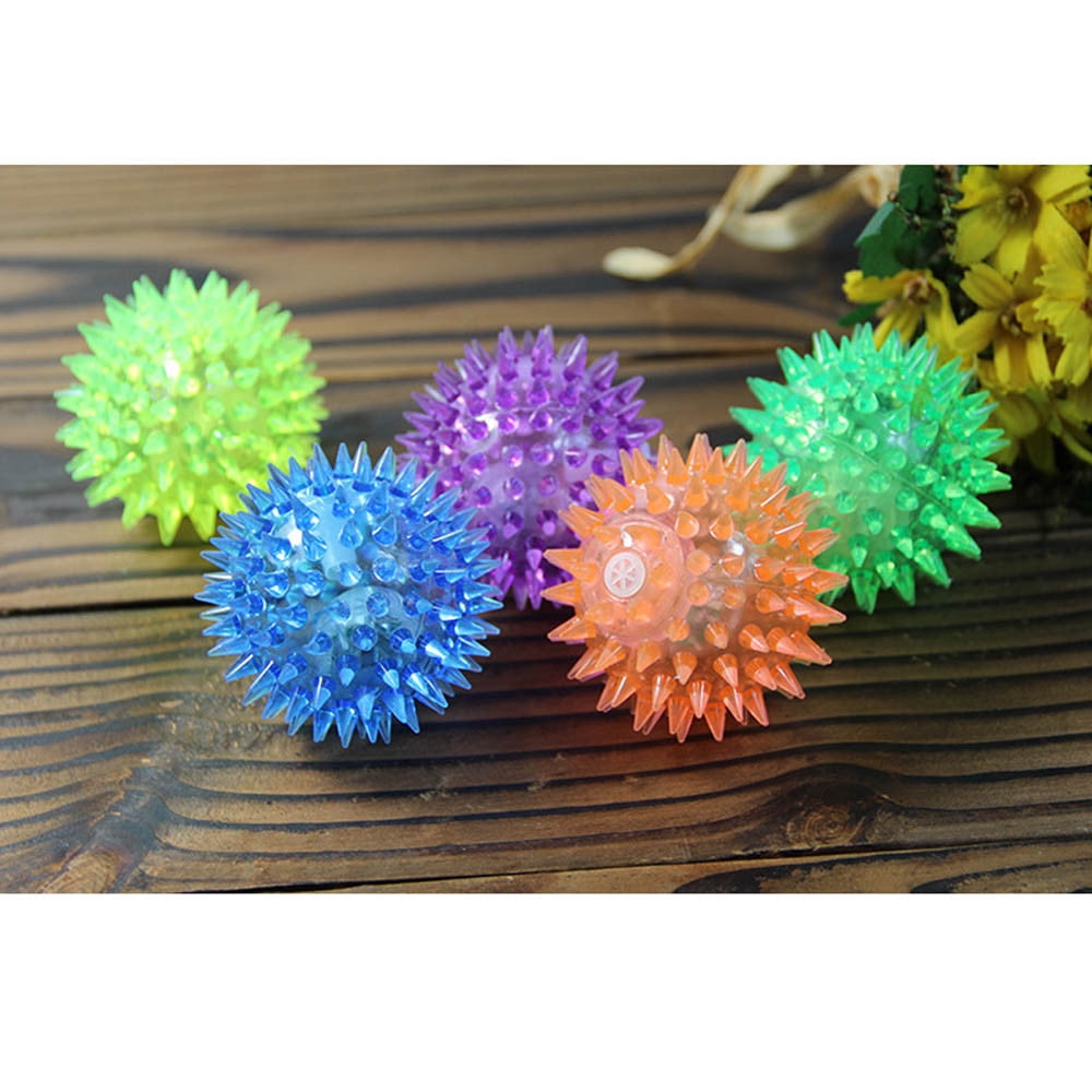 Darzheoy Light up LED Dog Ball Elastic Flashing Ball Glowing Interactive Dog Toy Ball Flash LED Dog Ball Toy Pet Color Ball Bounce-Activated for Dogs and Puppies (Random) Color random delivery