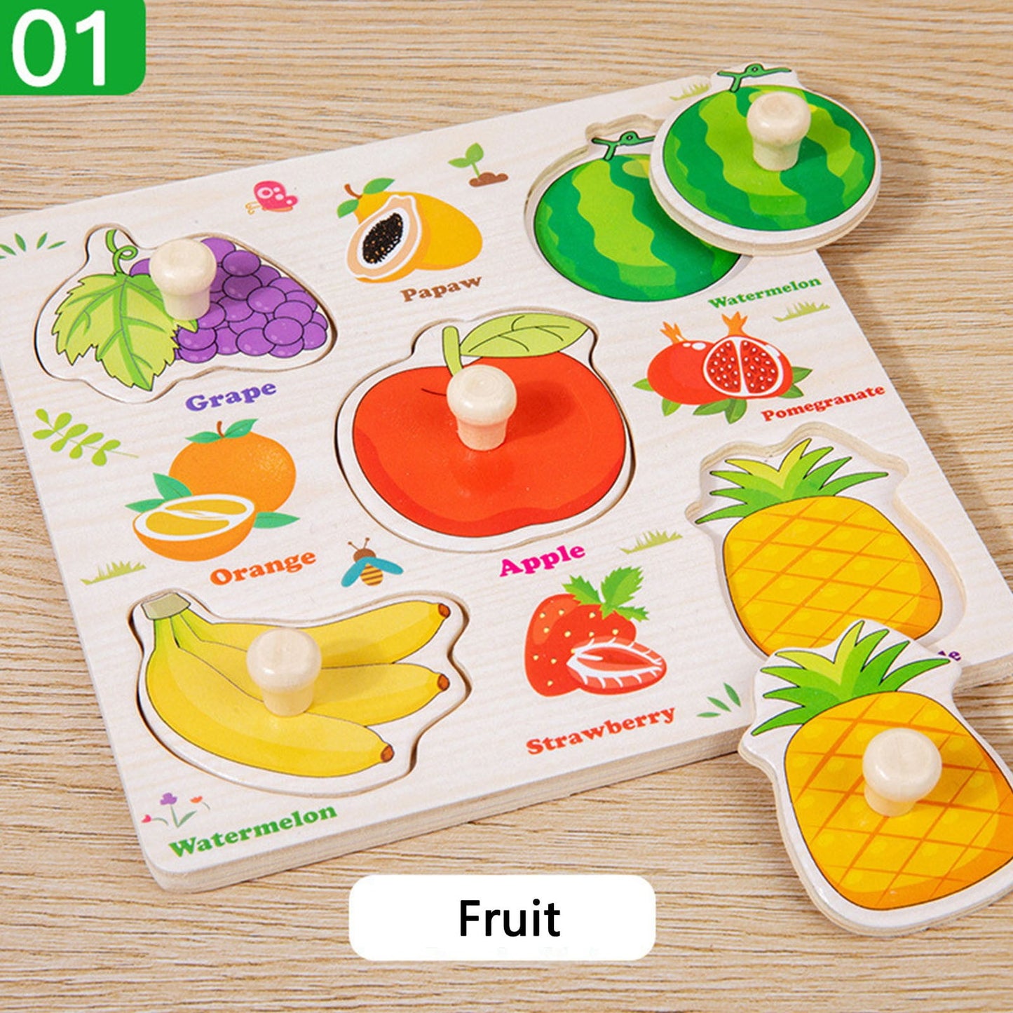 Darzheoy Wooden Puzzles for Toddlers, Montessori Toys for Toddlers Age 1-3, Kids Educational Learning Toys, Early Educational Toys, Christmas Birthday Gifts for Boys & Girls A