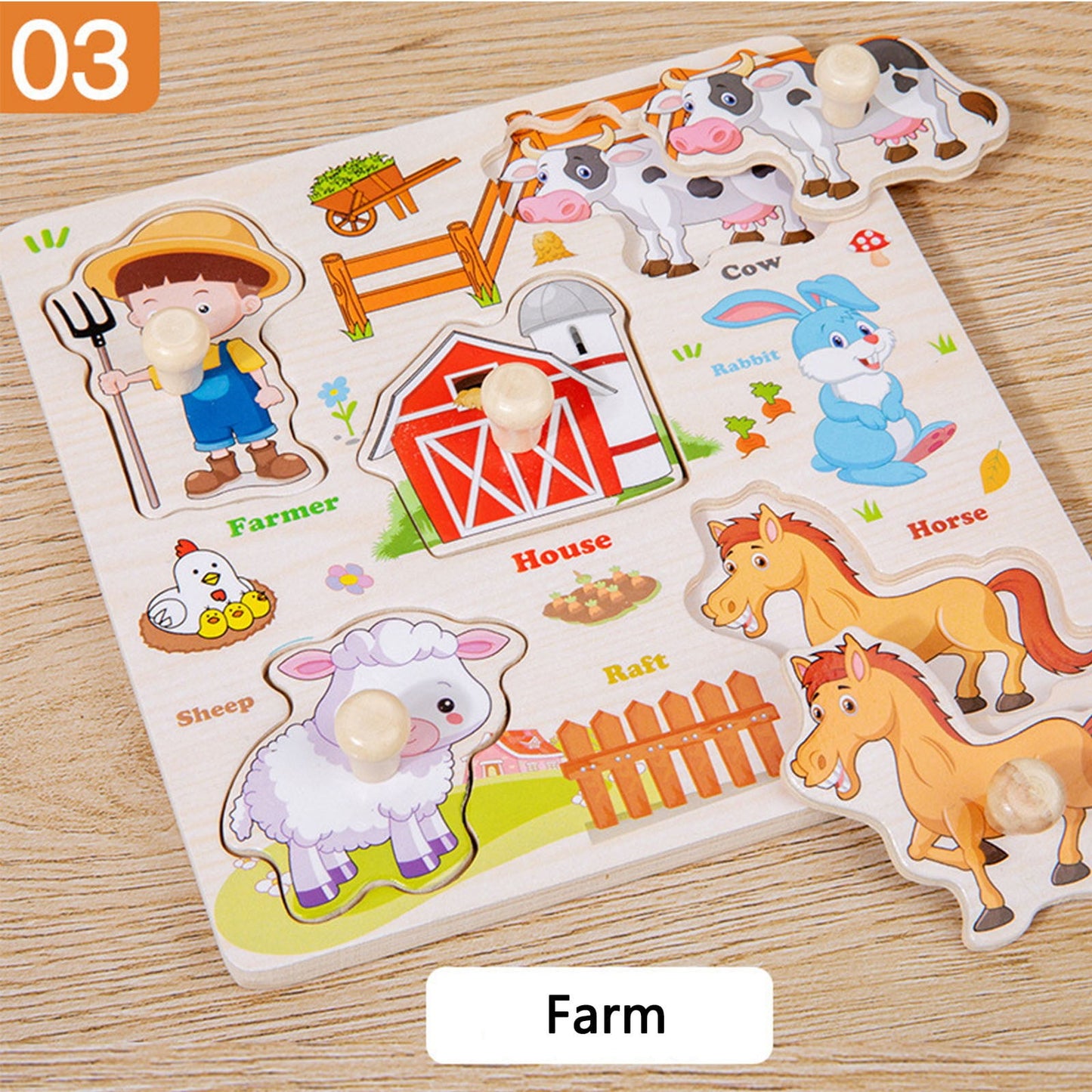 Darzheoy Wooden Puzzles for Toddlers, Montessori Toys for Toddlers Age 1-3, Kids Educational Learning Toys, Early Educational Toys, Christmas Birthday Gifts for Boys & Girls C