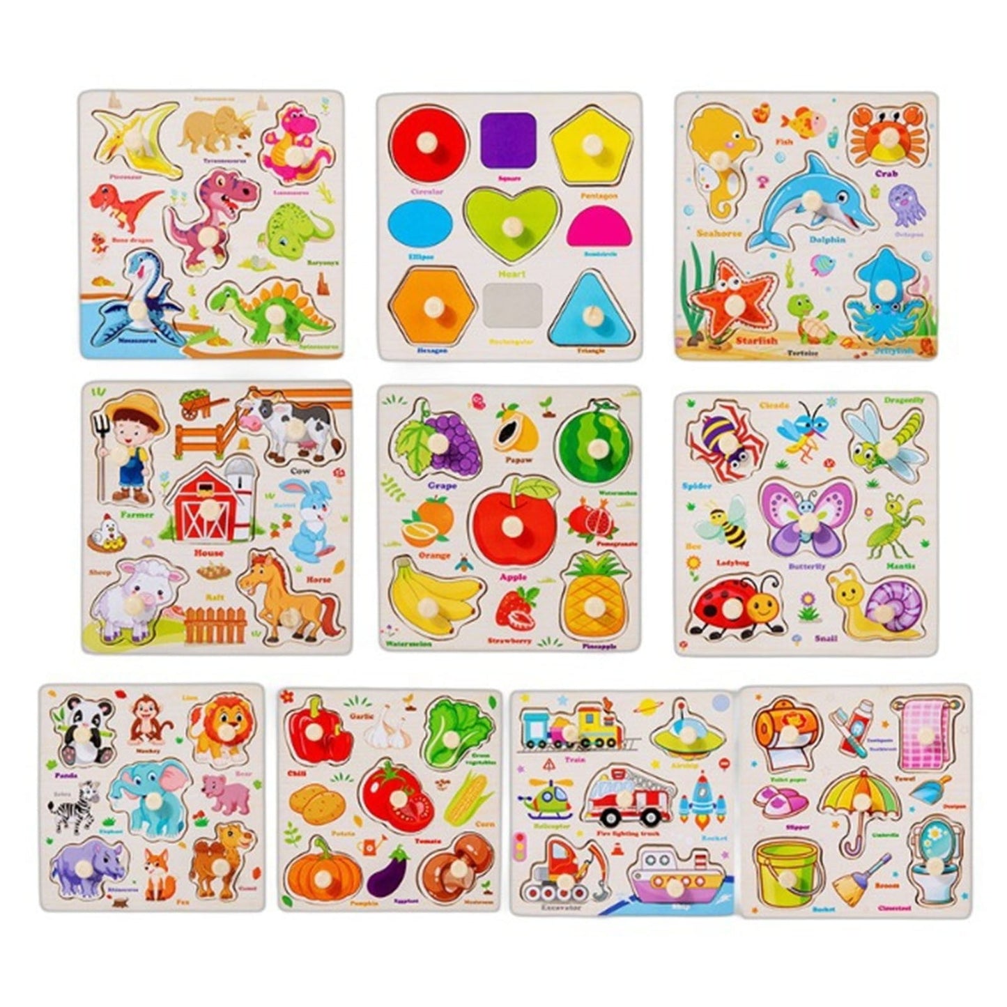 Darzheoy Wooden Puzzles for Toddlers, Montessori Toys for Toddlers Age 1-3, Kids Educational Learning Toys, Early Educational Toys, Christmas Birthday Gifts for Boys & Girls G