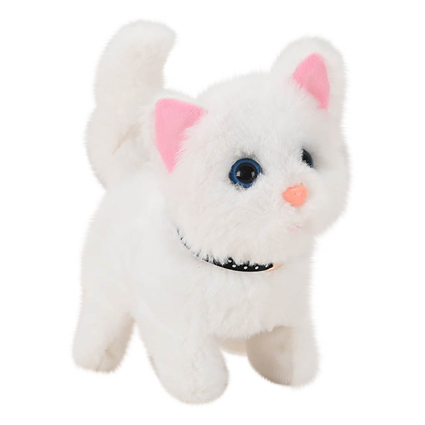 Darzheoy Walking Kitty Plush Toy Electric Interactive Cat Stuffed Animal Meowing Tail Wagging Head Nodding Cat Pet Toy Animated Kitten Christmas Birthday Gift for Kids Toddlers White