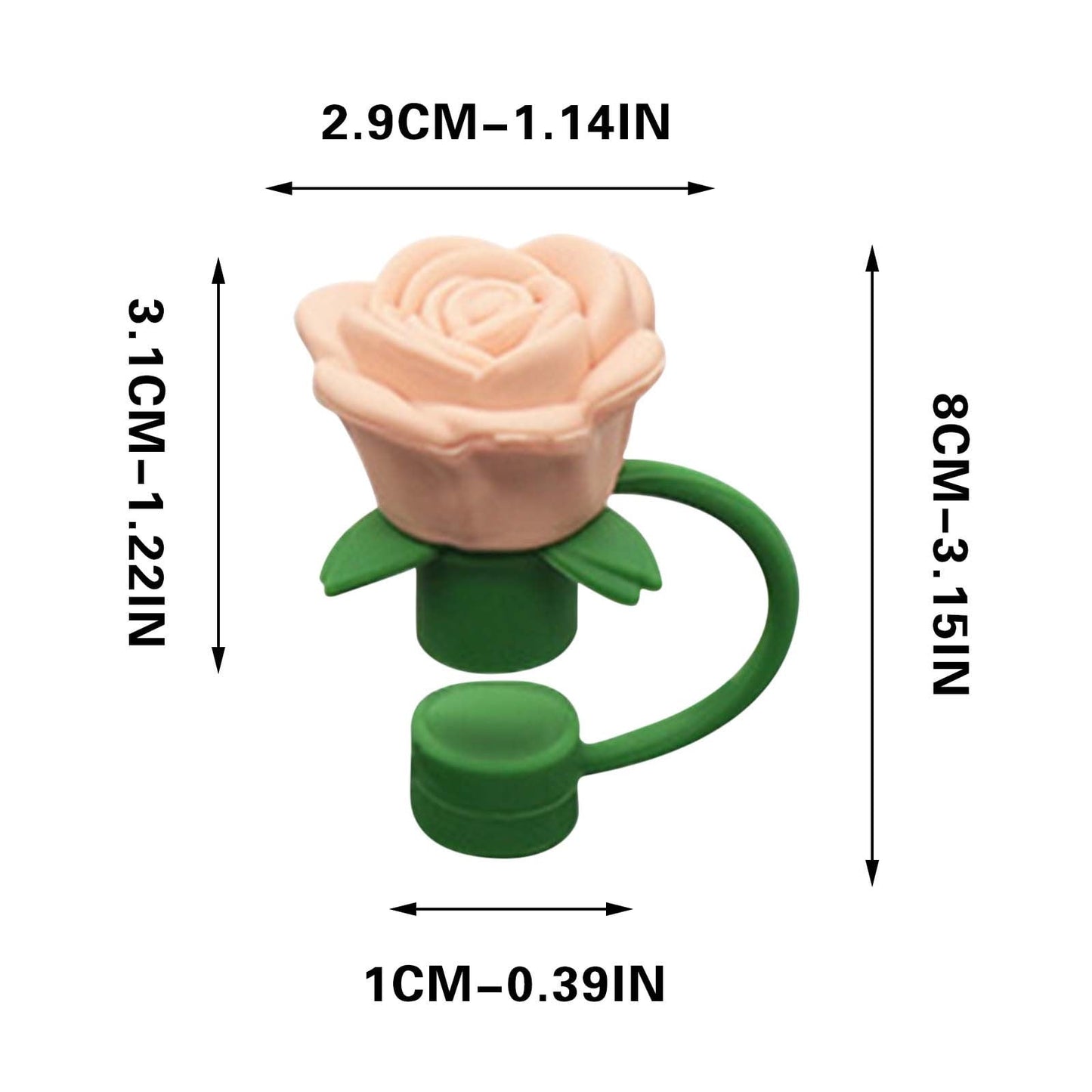 Darzheoy Rose Straw Toppers 10mm, Pink Flower Straw Covers Straw Tips for Tumblers Cup Accessories Tumbler Accessories Beige