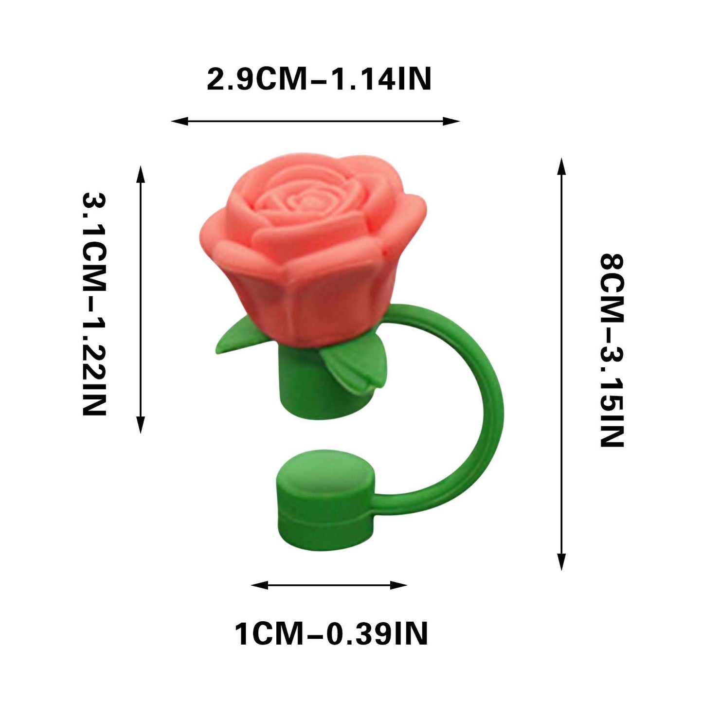Darzheoy Rose Straw Toppers 10mm, Pink Flower Straw Covers Straw Tips for Tumblers Cup Accessories Tumbler Accessories Orange