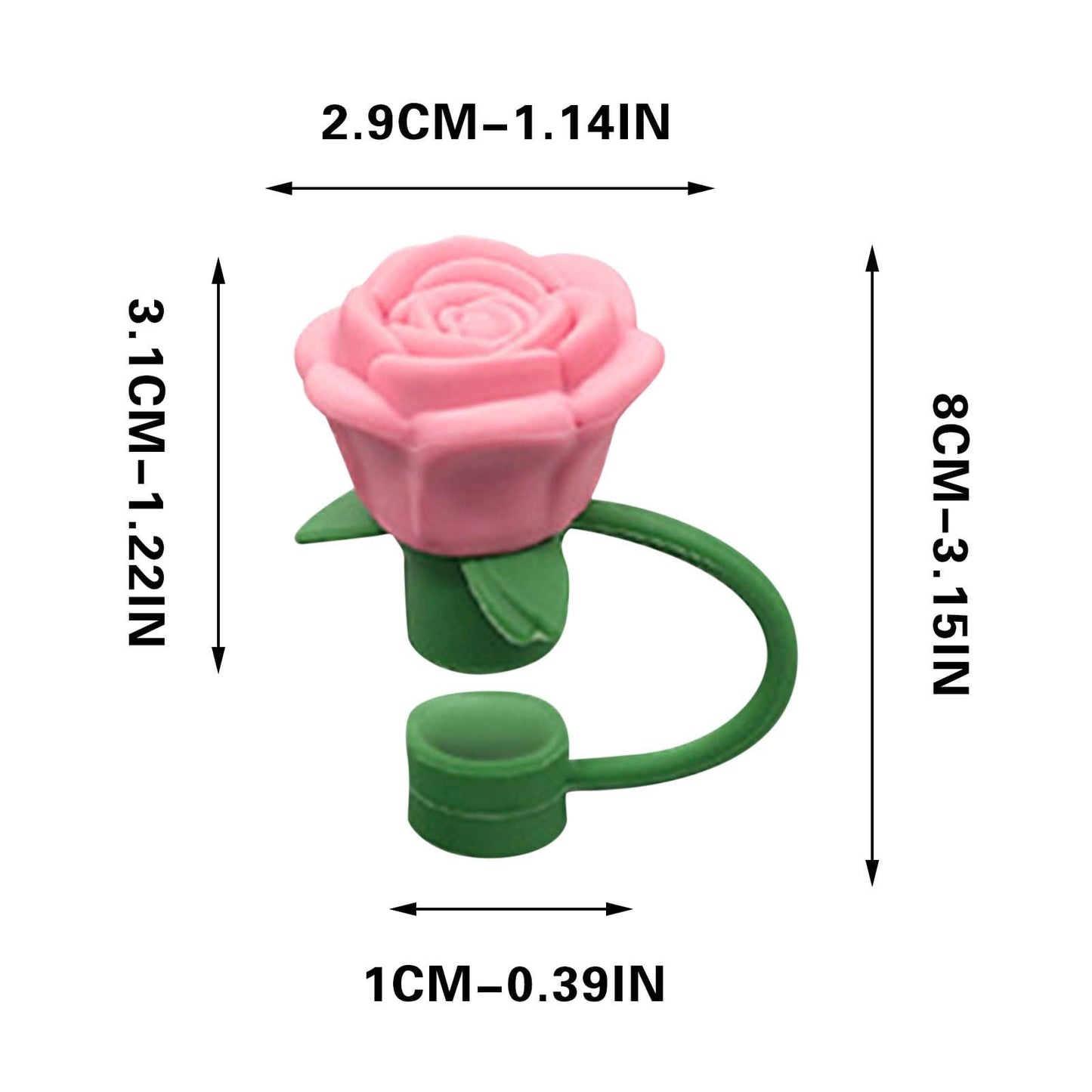 Darzheoy Rose Straw Toppers 10mm, Pink Flower Straw Covers Straw Tips for Tumblers Cup Accessories Tumbler Accessories Watermelon Red