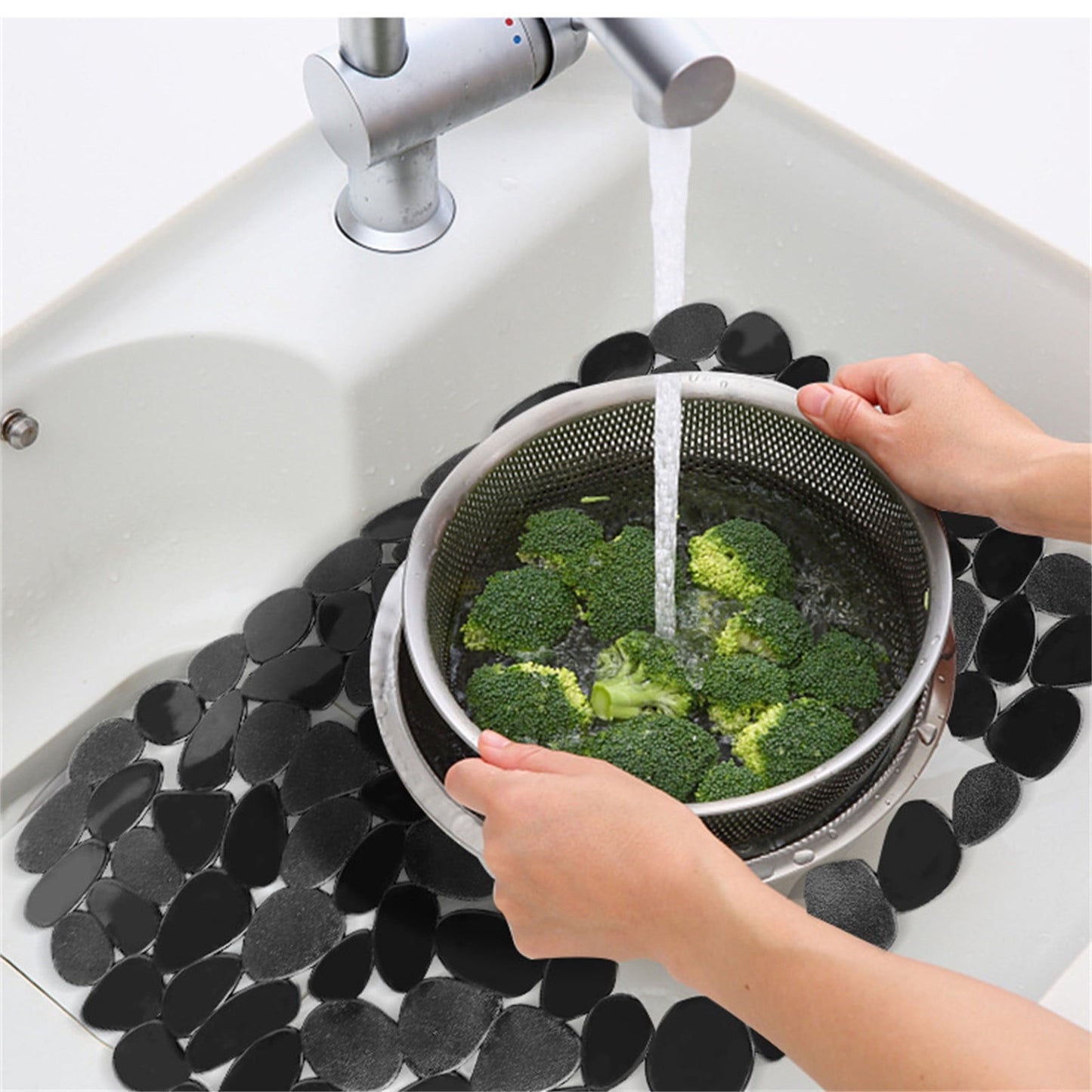 Darzheoy Pebble Sink Mat for Stainless Steel/Ceramic Sinks, PVC Sink Protectors Mats for Bottom of Kitchen Sink, Dish Drying Mat for Dishes and Glassware A