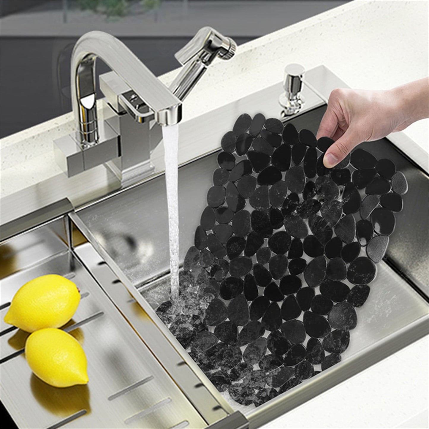 Darzheoy Pebble Sink Mat for Stainless Steel/Ceramic Sinks, PVC Sink Protectors Mats for Bottom of Kitchen Sink, Dish Drying Mat for Dishes and Glassware A
