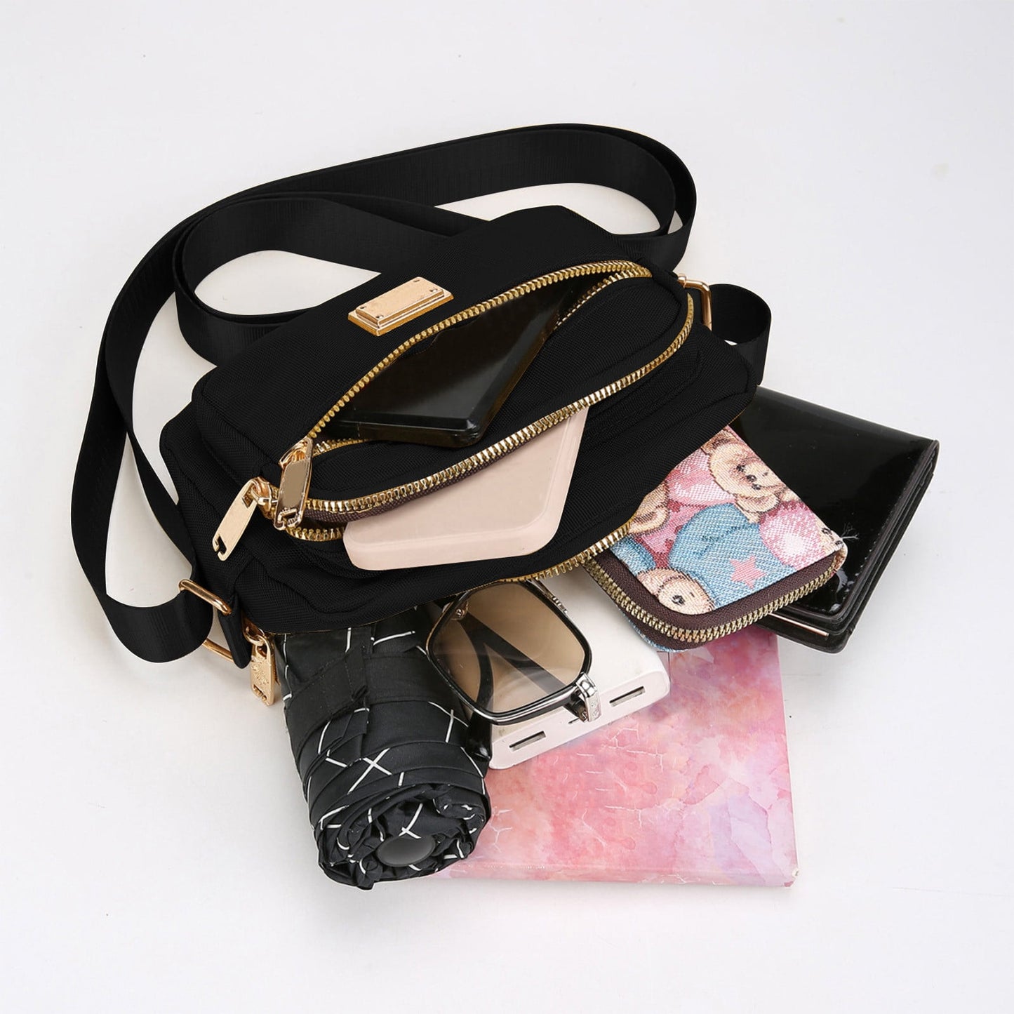 Darzheoy Fanny Packs for Women Crossbody Backpack Shoulder Messenger Bag Waterproof Everywhere Crossbody Belt Bag for Workout Running Travelling Black