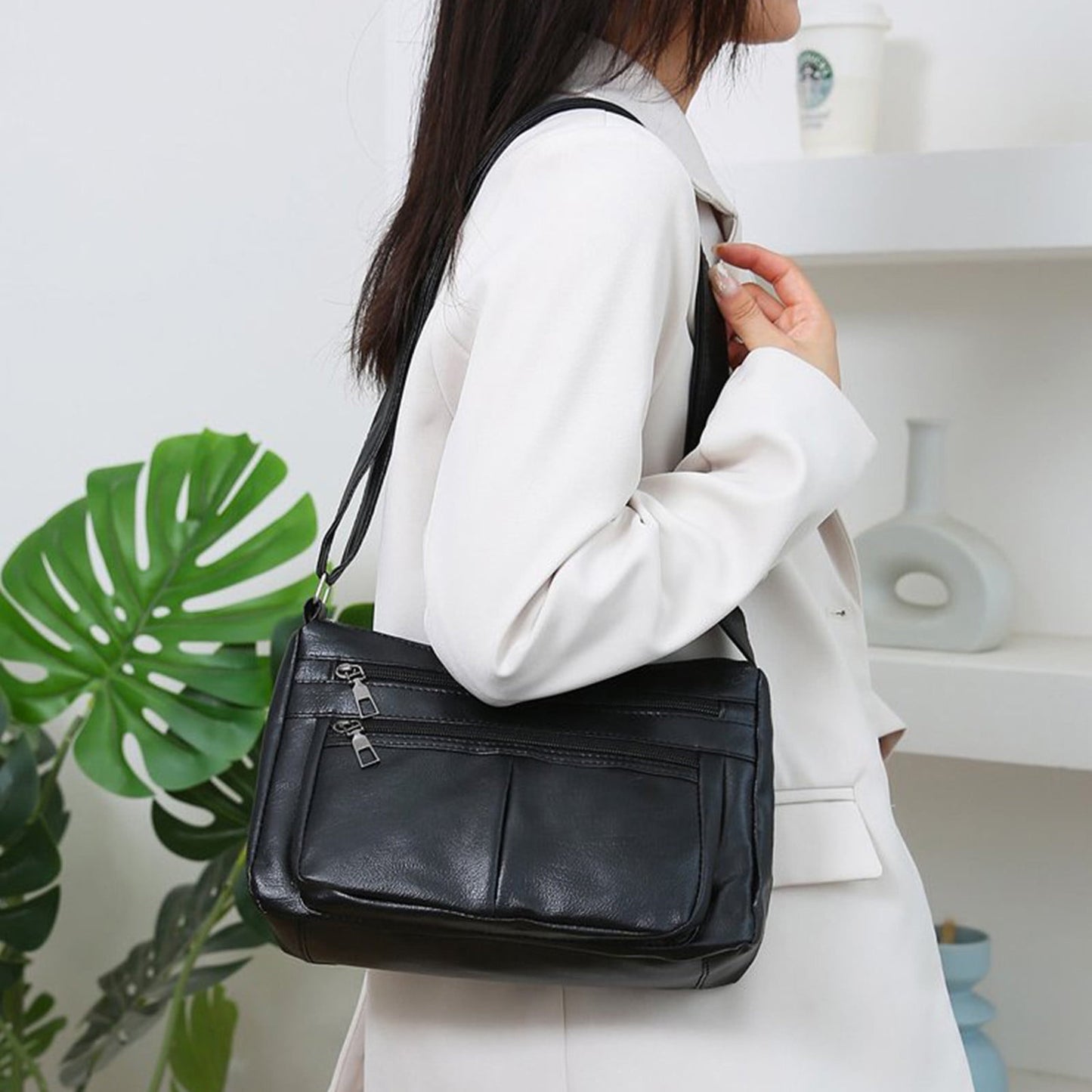 Darzheoy Purses for Women Soft PU Leather Shoulder Bag Ladies Crossbody Purse and handbags Lightweight Pocketbook Black