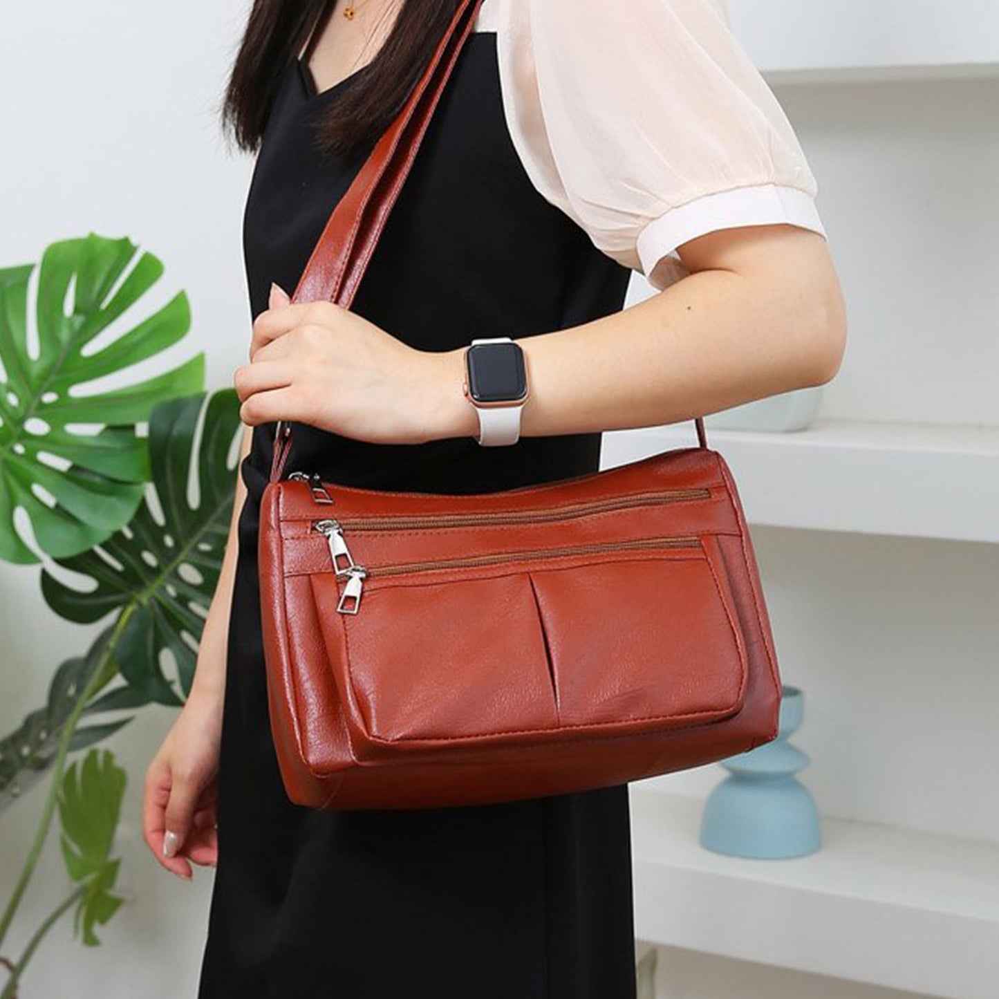 Darzheoy Purses for Women Soft PU Leather Shoulder Bag Ladies Crossbody Purse and handbags Lightweight Pocketbook Brown