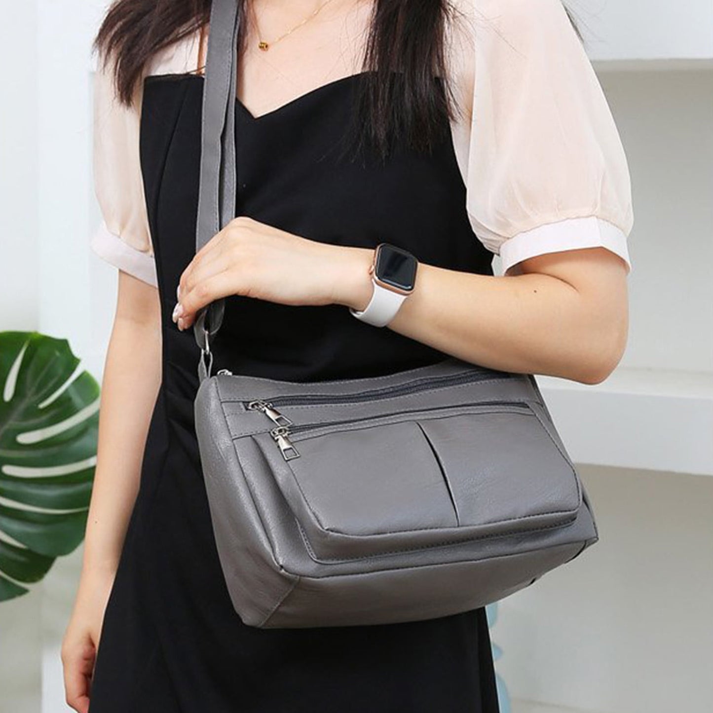Darzheoy Purses for Women Soft PU Leather Shoulder Bag Ladies Crossbody Purse and handbags Lightweight Pocketbook Gray