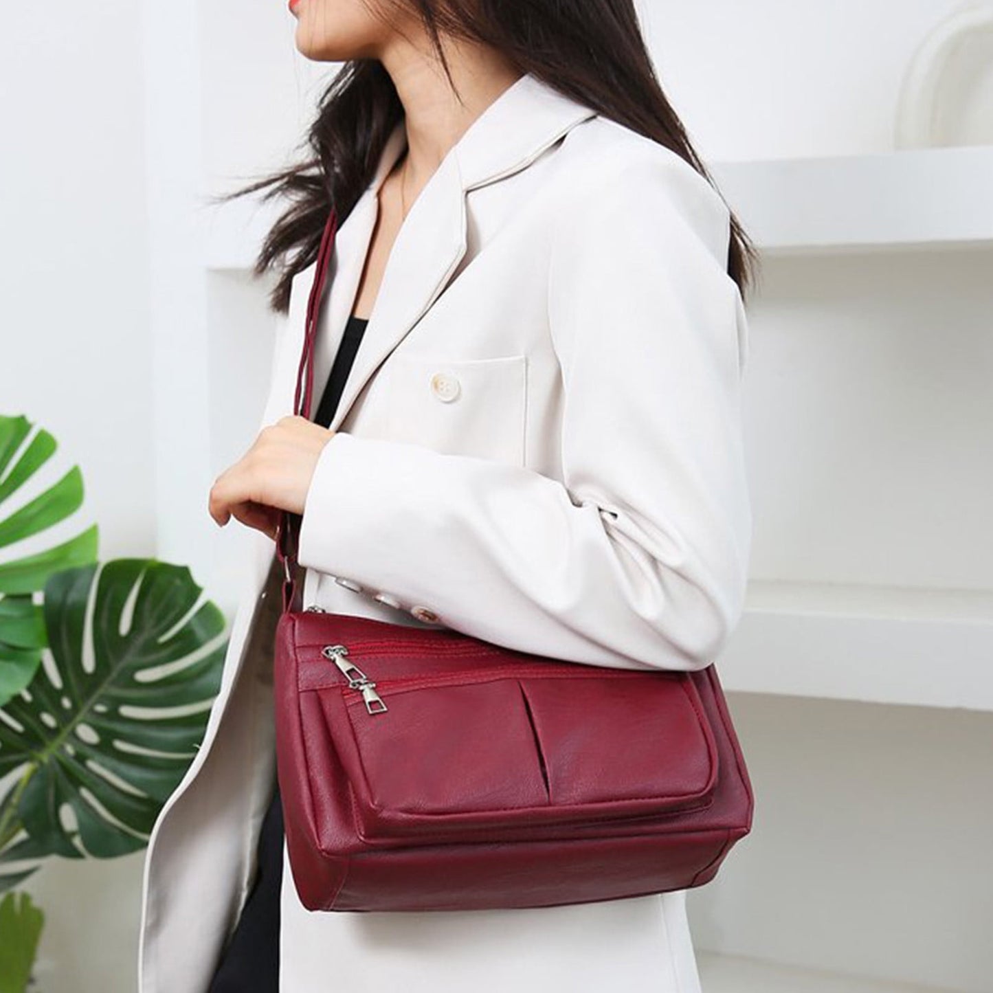 Darzheoy Purses for Women Soft PU Leather Shoulder Bag Ladies Crossbody Purse and handbags Lightweight Pocketbook Red