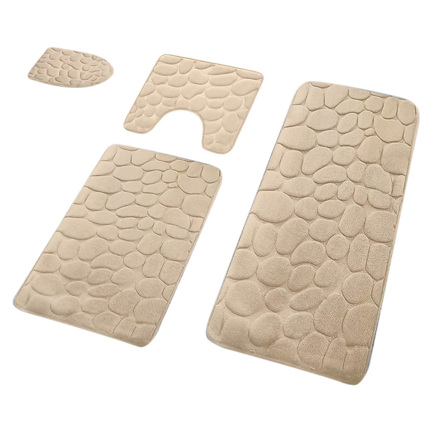 Kdkad Bathroom Rugs Sets 4 Piece, Non Slip Memory Foam Bathroom Rugs, Machine Wash Bathroom Mat Set, Water Absorbent Bath Rug Set for Tub, Toilet and Floor As Show H