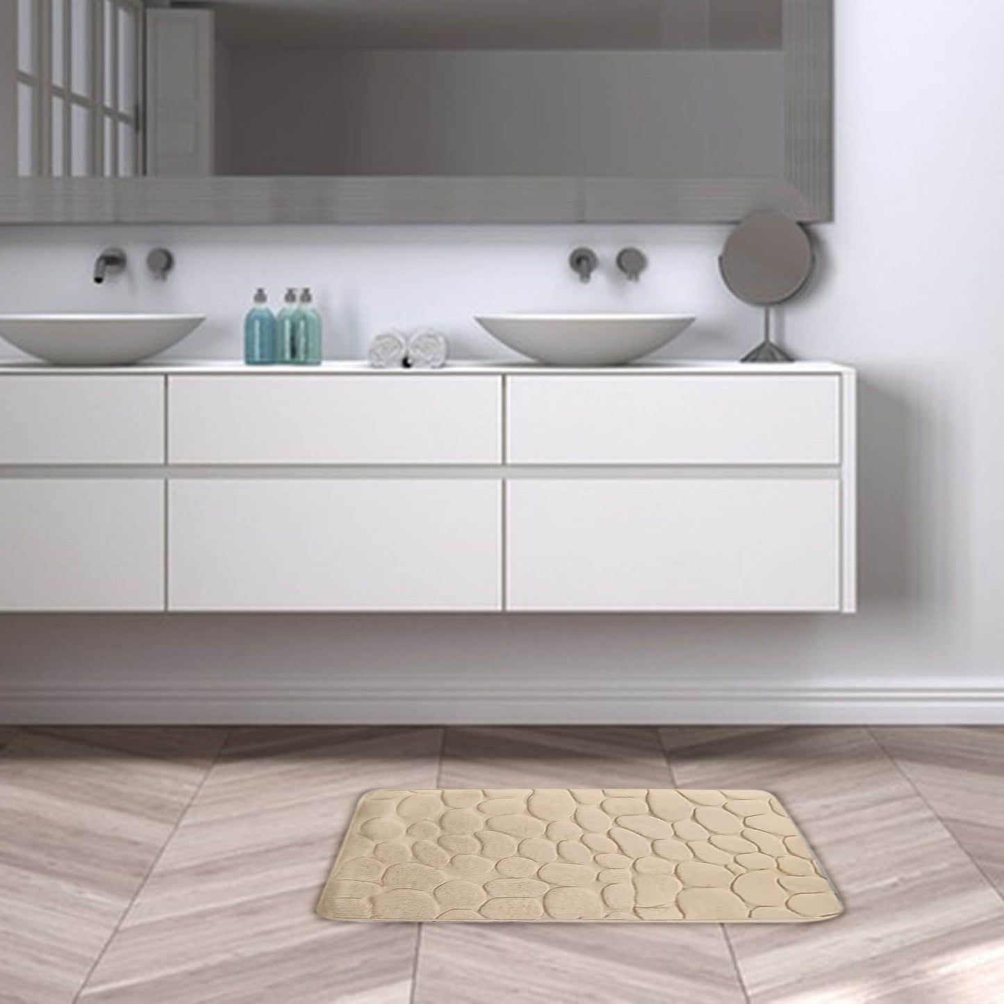 Kdkad Bathroom Rugs Sets 4 Piece, Non Slip Memory Foam Bathroom Rugs, Machine Wash Bathroom Mat Set, Water Absorbent Bath Rug Set for Tub, Toilet and Floor As Show H