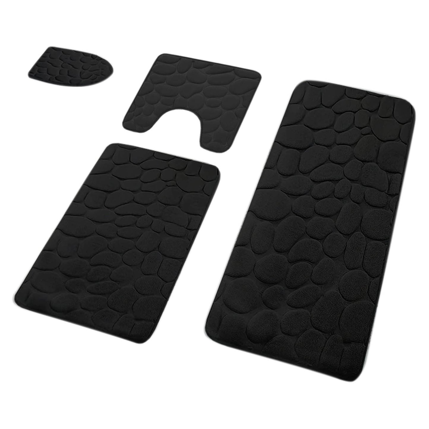 Kdkad Bathroom Rugs Sets 4 Piece, Non Slip Memory Foam Bathroom Rugs, Machine Wash Bathroom Mat Set, Water Absorbent Bath Rug Set for Tub, Toilet and Floor 40*50cmU/15.7*19.7in 50*80cm/19.7*31.5in 50*100cm/19.7*39.3in lid38*40cm/14.9*15.7in I