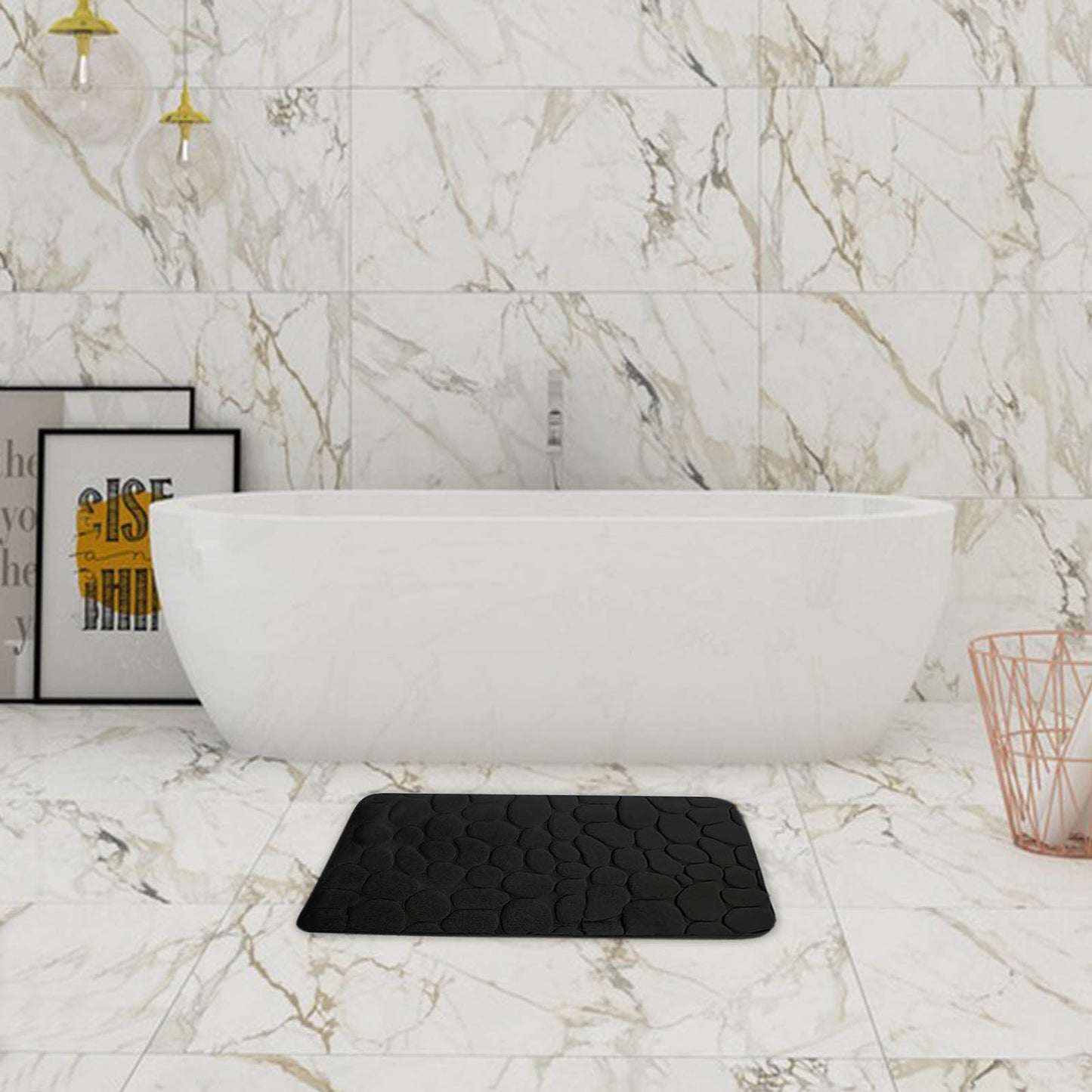 Kdkad Bathroom Rugs Sets 4 Piece, Non Slip Memory Foam Bathroom Rugs, Machine Wash Bathroom Mat Set, Water Absorbent Bath Rug Set for Tub, Toilet and Floor 40*50cmU/15.7*19.7in 50*80cm/19.7*31.5in 50*100cm/19.7*39.3in lid38*40cm/14.9*15.7in I