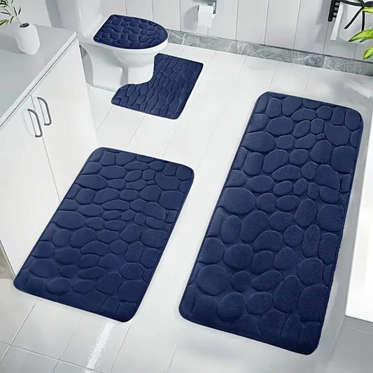Kdkad Bathroom Rugs Sets 4 Piece, Non Slip Memory Foam Bathroom Rugs, Machine Wash Bathroom Mat Set, Water Absorbent Bath Rug Set for Tub, Toilet and Floor 40*50cmU/15.7*19.7in 50*80cm/19.7*31.5in 50*100cm/19.7*39.3in lid38*40cm/14.9*15.7in J