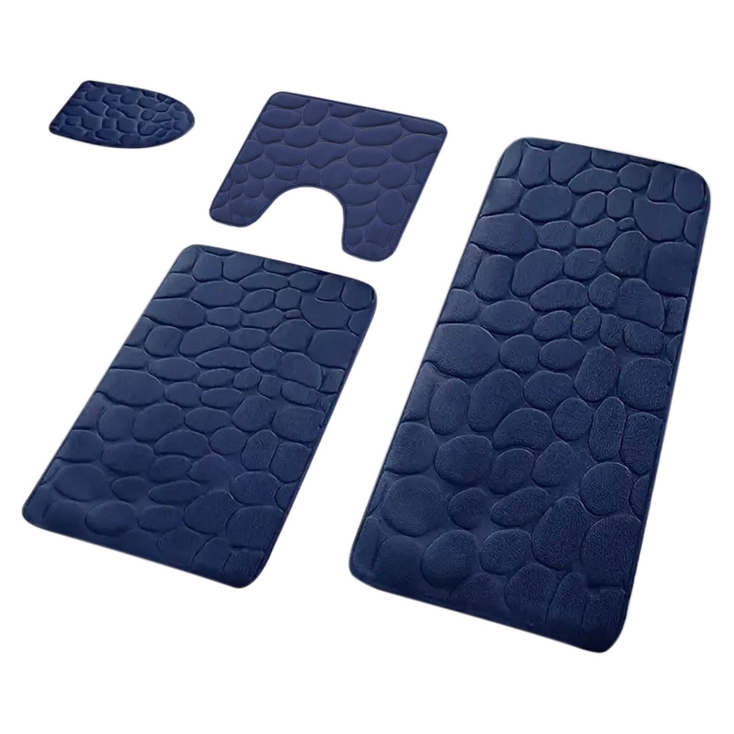 Kdkad Bathroom Rugs Sets 4 Piece, Non Slip Memory Foam Bathroom Rugs, Machine Wash Bathroom Mat Set, Water Absorbent Bath Rug Set for Tub, Toilet and Floor 40*50cmU/15.7*19.7in 50*80cm/19.7*31.5in 50*100cm/19.7*39.3in lid38*40cm/14.9*15.7in J