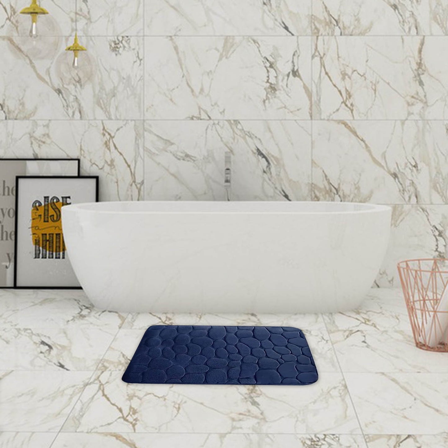 Kdkad Bathroom Rugs Sets 4 Piece, Non Slip Memory Foam Bathroom Rugs, Machine Wash Bathroom Mat Set, Water Absorbent Bath Rug Set for Tub, Toilet and Floor 40*50cmU/15.7*19.7in 50*80cm/19.7*31.5in 50*100cm/19.7*39.3in lid38*40cm/14.9*15.7in J
