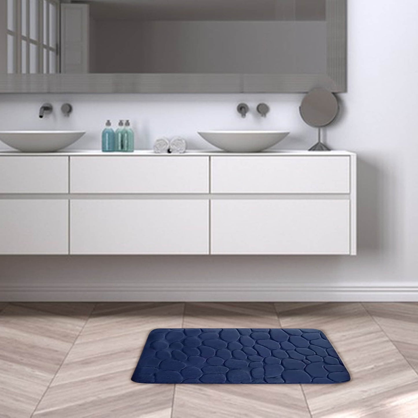 Kdkad Bathroom Rugs Sets 4 Piece, Non Slip Memory Foam Bathroom Rugs, Machine Wash Bathroom Mat Set, Water Absorbent Bath Rug Set for Tub, Toilet and Floor 40*50cmU/15.7*19.7in 50*80cm/19.7*31.5in 50*100cm/19.7*39.3in lid38*40cm/14.9*15.7in J