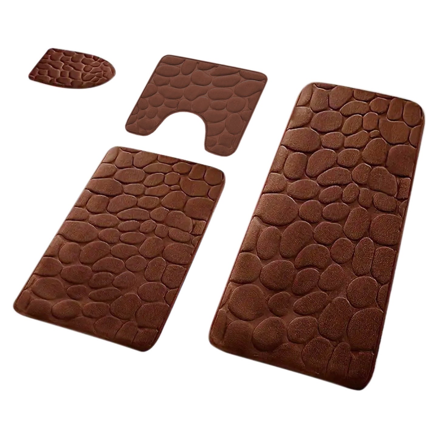 Kdkad Bathroom Rugs Sets 4 Piece, Non Slip Memory Foam Bathroom Rugs, Machine Wash Bathroom Mat Set, Water Absorbent Bath Rug Set for Tub, Toilet and Floor 40*50cmU/15.7*19.7in 50*80cm/19.7*31.5in 50*100cm/19.7*39.3in lid38*40cm/14.9*15.7in K