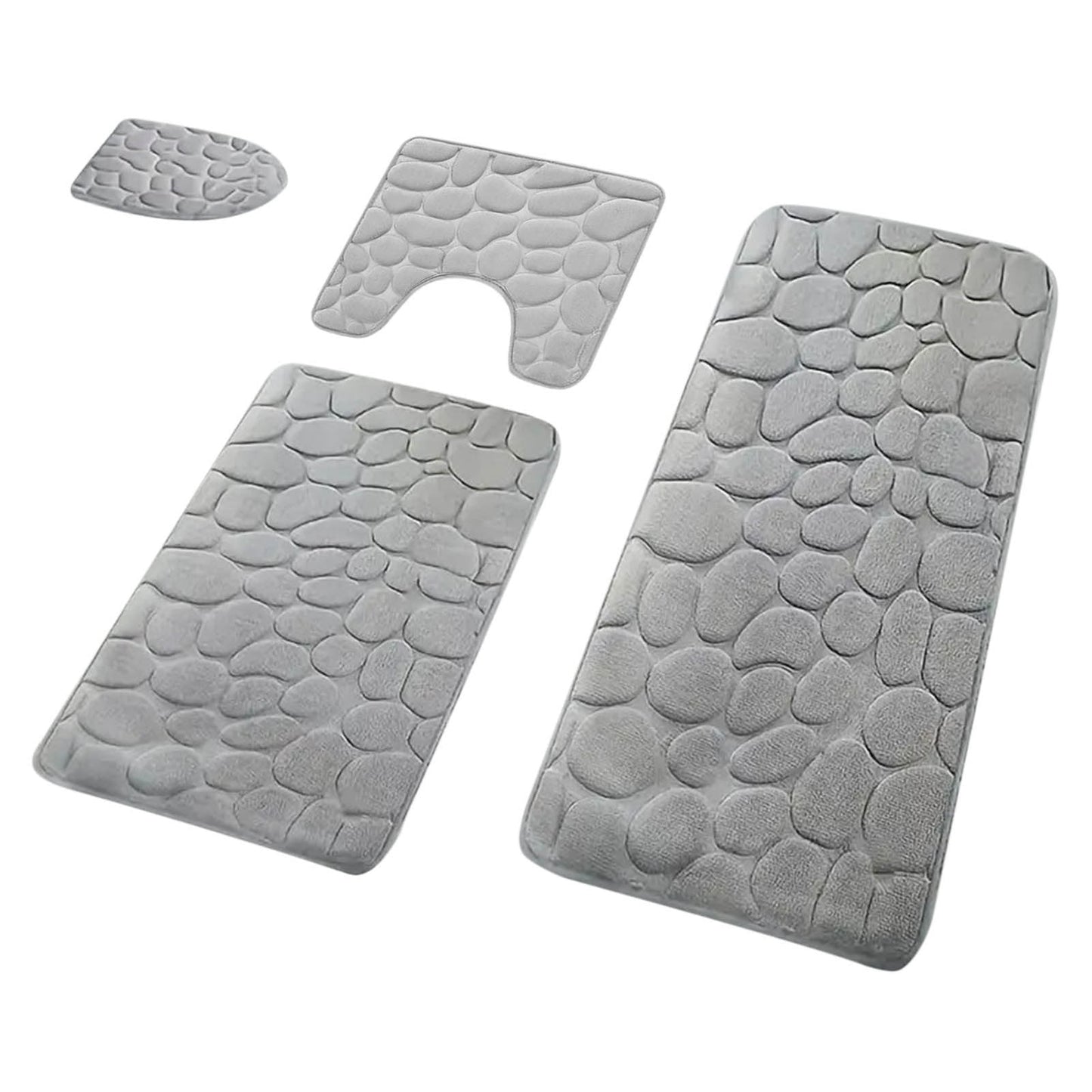 Kdkad Bathroom Rugs Sets 4 Piece, Non Slip Memory Foam Bathroom Rugs, Machine Wash Bathroom Mat Set, Water Absorbent Bath Rug Set for Tub, Toilet and Floor As Show L