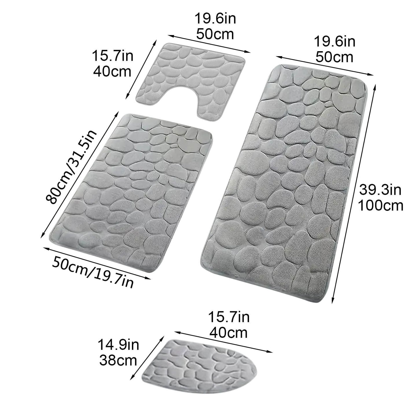 Kdkad Bathroom Rugs Sets 4 Piece, Non Slip Memory Foam Bathroom Rugs, Machine Wash Bathroom Mat Set, Water Absorbent Bath Rug Set for Tub, Toilet and Floor As Show L