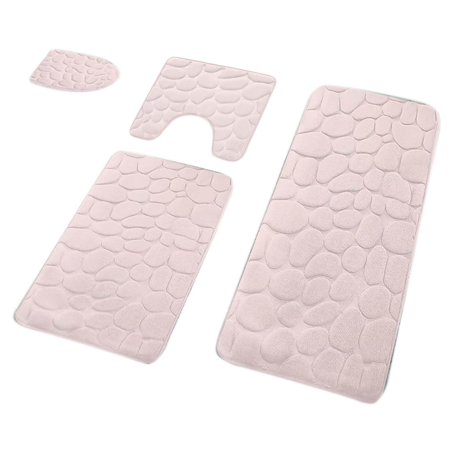 Kdkad Bathroom Rugs Sets 4 Piece, Non Slip Memory Foam Bathroom Rugs, Machine Wash Bathroom Mat Set, Water Absorbent Bath Rug Set for Tub, Toilet and Floor As Show M