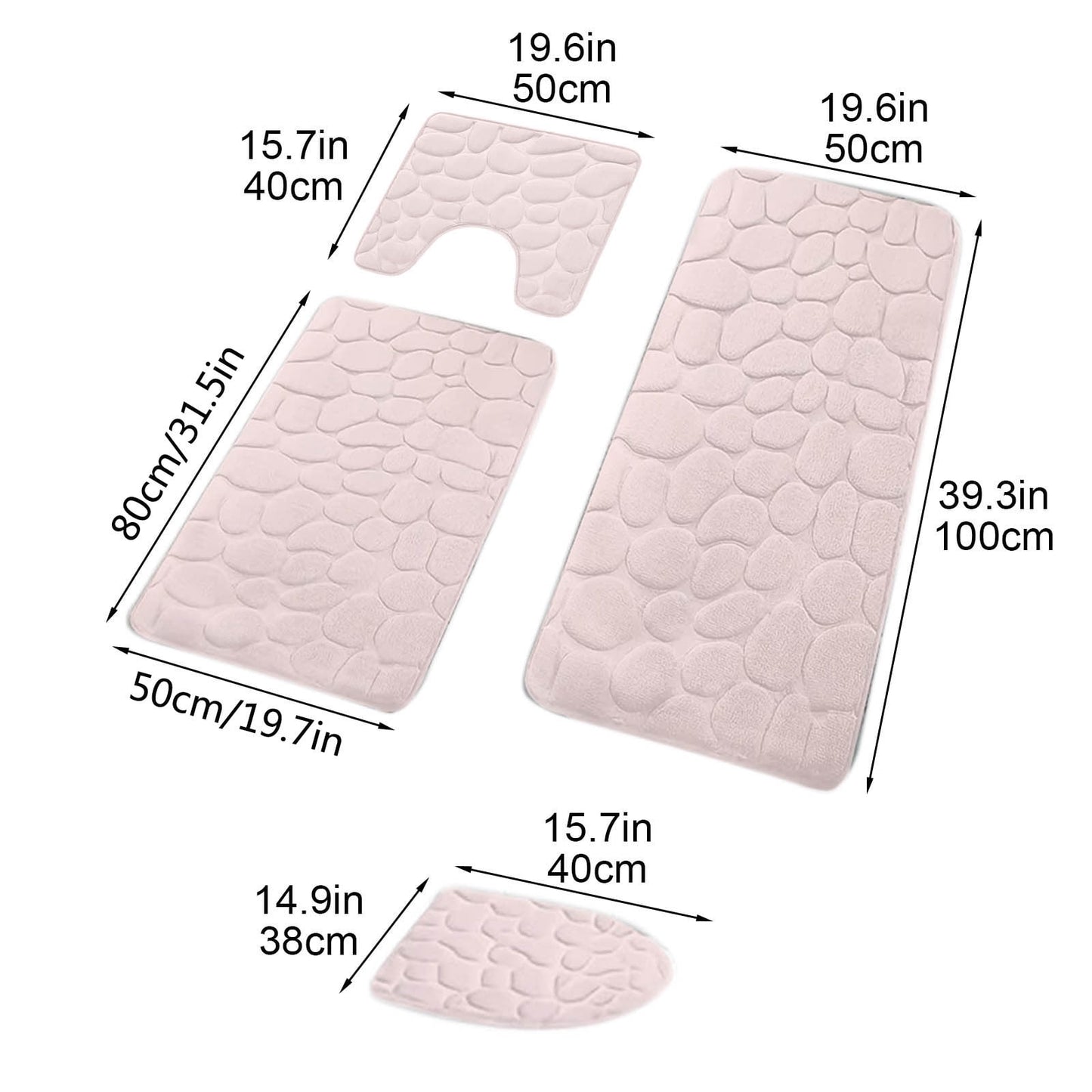 Kdkad Bathroom Rugs Sets 4 Piece, Non Slip Memory Foam Bathroom Rugs, Machine Wash Bathroom Mat Set, Water Absorbent Bath Rug Set for Tub, Toilet and Floor As Show M