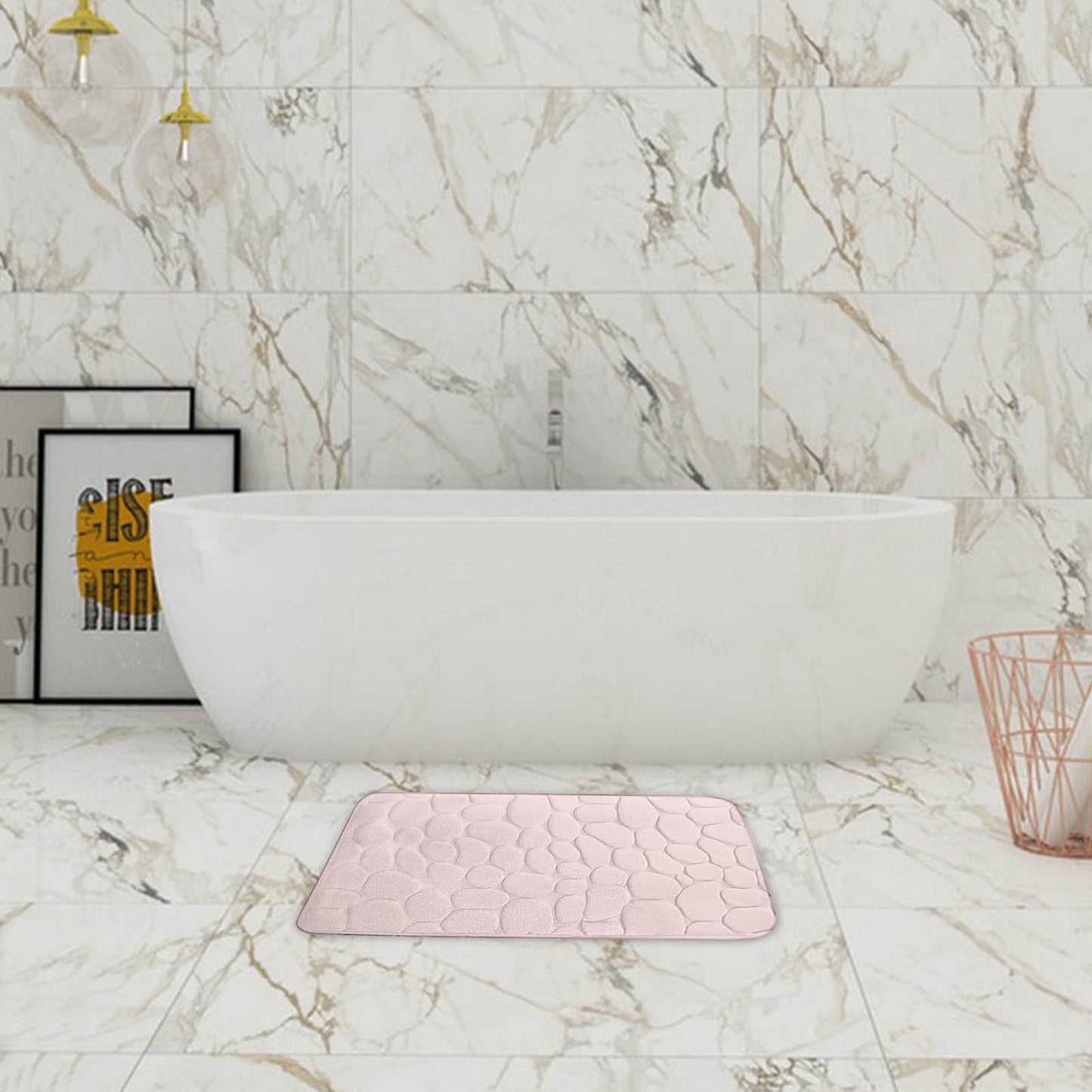Kdkad Bathroom Rugs Sets 4 Piece, Non Slip Memory Foam Bathroom Rugs, Machine Wash Bathroom Mat Set, Water Absorbent Bath Rug Set for Tub, Toilet and Floor As Show M