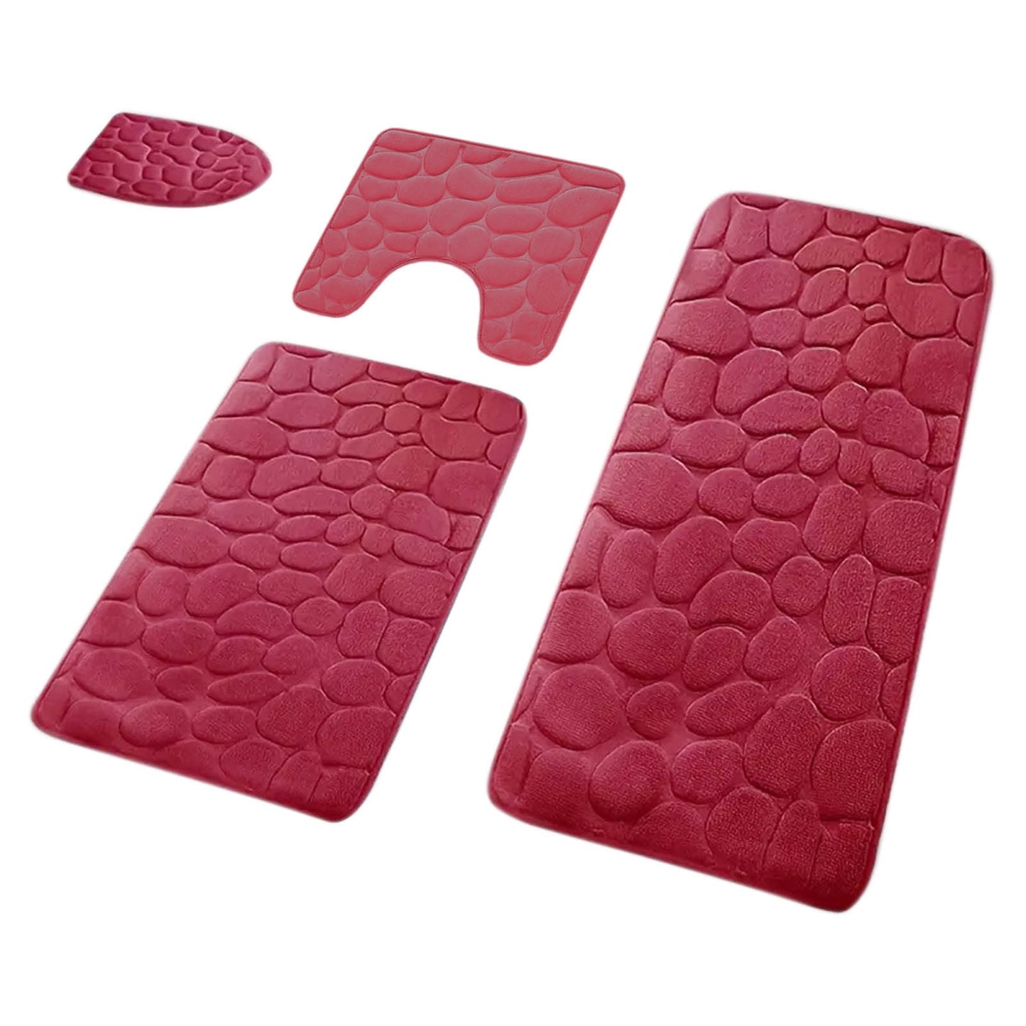 Kdkad Bathroom Rugs Sets 4 Piece, Non Slip Memory Foam Bathroom Rugs, Machine Wash Bathroom Mat Set, Water Absorbent Bath Rug Set for Tub, Toilet and Floor As Show N