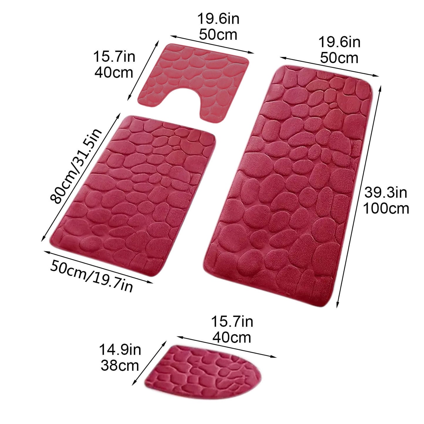 Kdkad Bathroom Rugs Sets 4 Piece, Non Slip Memory Foam Bathroom Rugs, Machine Wash Bathroom Mat Set, Water Absorbent Bath Rug Set for Tub, Toilet and Floor As Show N