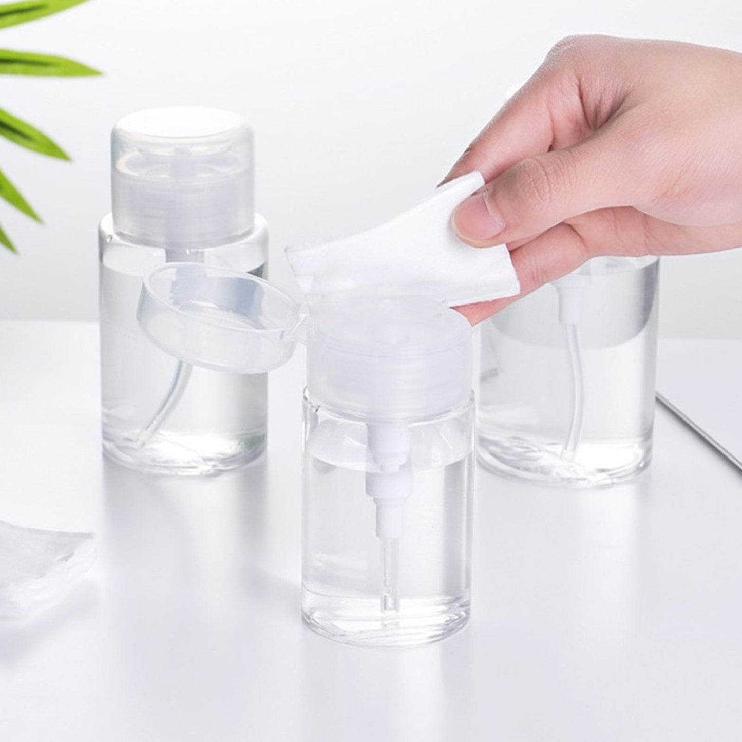 Darzheoy Push Down Pump Dispenser Empty Push Top Bottles Containers for Nail Polish Makeup Remover Micellar Water Facial Toner 200ML Clear